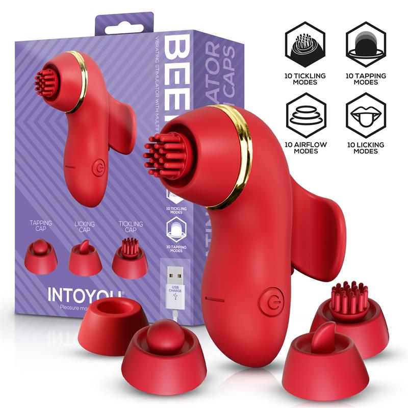 INTOYOU Beeny Estimulador con 4 Cabezales, Succión, Tapping, Tickling y Licking