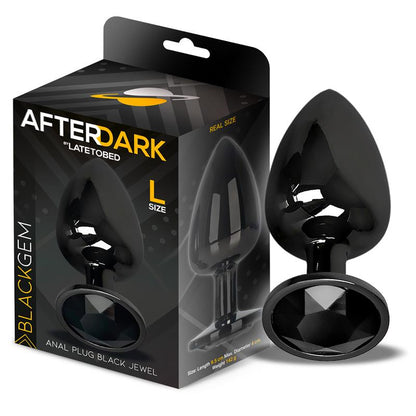 AFTERDARK Blackgem Plug Anal Metálico con Joya Negro Talla L