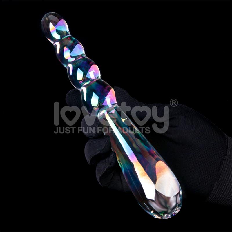 LOVETOY Dildo de Cristal que Brilla en la Oscuridad Twilight Gleam Rising Ripples