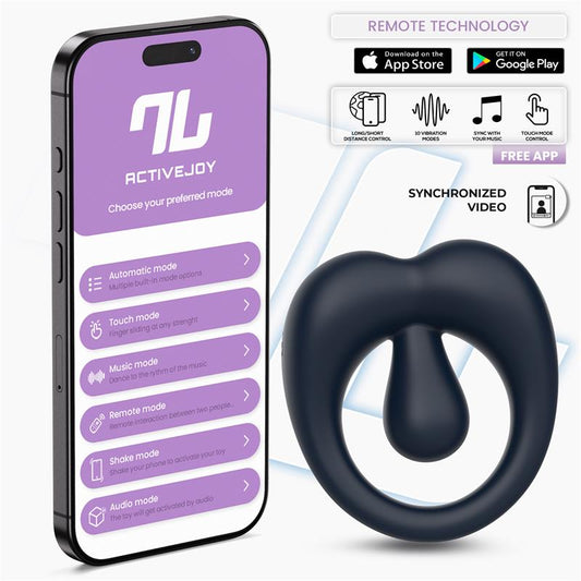 INTOYOU APP SERIES Kenny Anillo Vibrador con Estimulador de Clítoris y APP Azul Noche