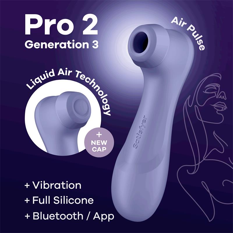 SATISFYER Pro 2 Genera 3 Liquid Air Technology Suction and Vibration APP Connect Lilac