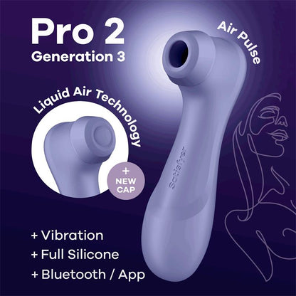 SATISFYER Pro 2 Genera 3 Liquid Air Technology Suction and Vibration APP Connect Lilac