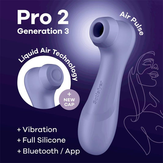 SATISFYER Pro 2 Genera 3 Liquid Air Technology Suction and Vibration APP Connect Lilac