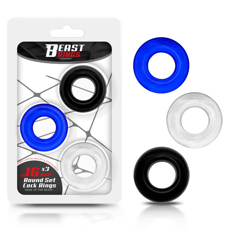 BEAST RINGS Set 3 Anillos para el Pene 3 Colores 1.6 cm