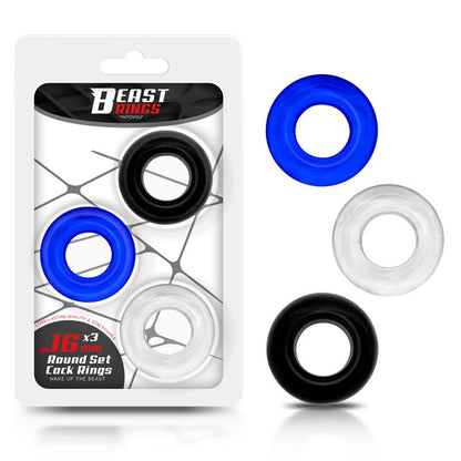 BEAST RINGS Set 3 Anillos para el Pene 3 Colores 1.6 cm