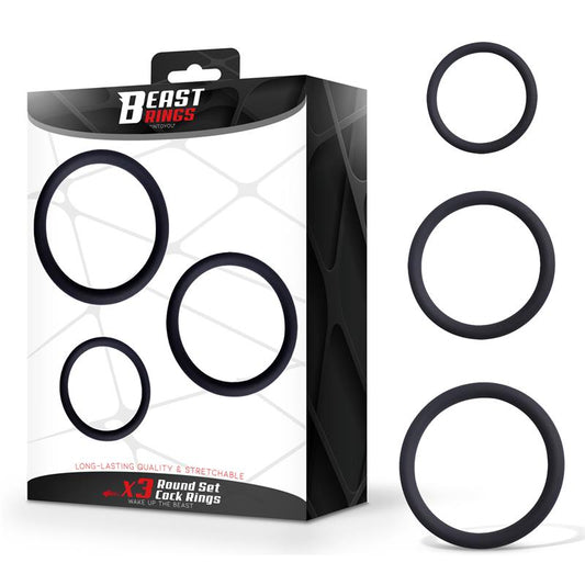 BEAST RINGS Set de 3 Anillos para el Pene Silicona S, M y L