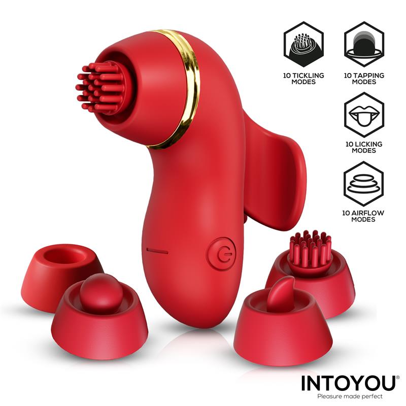 INTOYOU Beeny Estimulador con 4 Cabezales, Succión, Tapping, Tickling y Licking