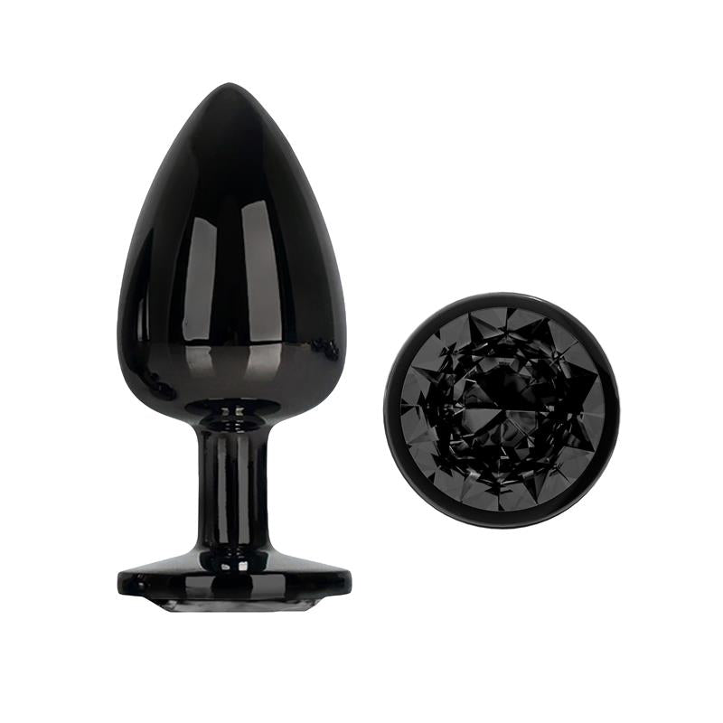 AFTERDARK Blackgem Plug Anal Metálico con Joya Negro Talla L