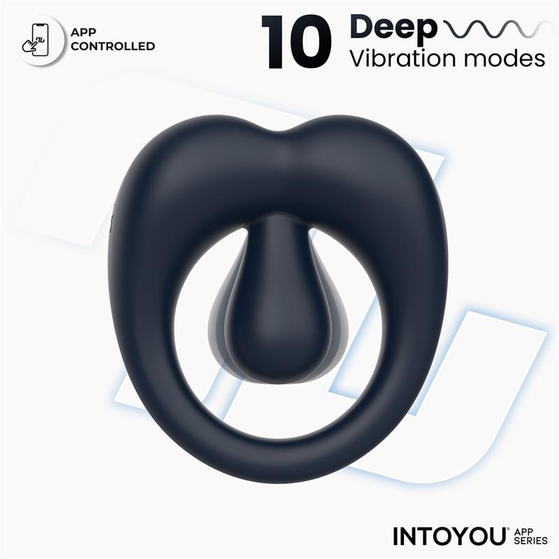 INTOYOU APP SERIES Kenny Anillo Vibrador con Estimulador de Clítoris y APP Azul Noche