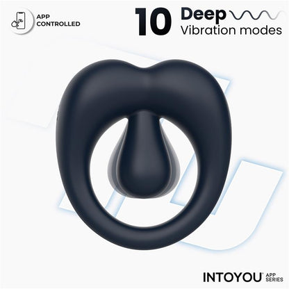 INTOYOU APP SERIES Kenny Anillo Vibrador con Estimulador de Clítoris y APP Azul Noche