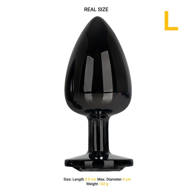 AFTERDARK Blackgem Plug Anal Metálico con Joya Negro Talla L