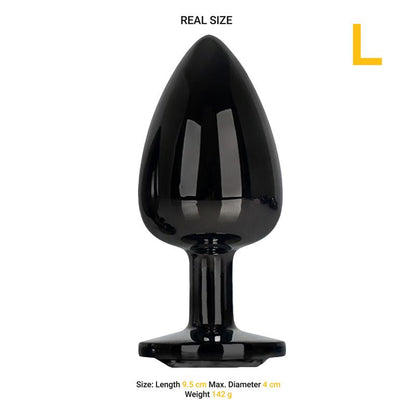 AFTERDARK Blackgem Plug Anal Metálico con Joya Negro Talla L