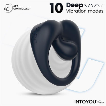 INTOYOU APP SERIES Kenny Anillo Vibrador con Estimulador de Clítoris y APP Azul Noche