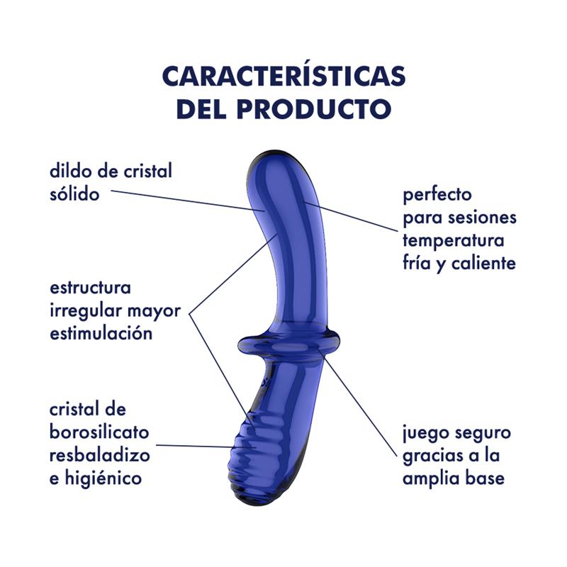 SATISFYER Estimulador de Cristal Double Crystal Hot and Cold Azul