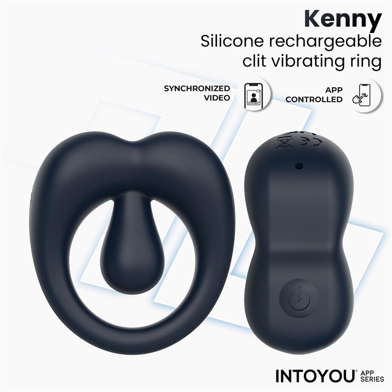 INTOYOU APP SERIES Kenny Anillo Vibrador con Estimulador de Clítoris y APP Azul Noche