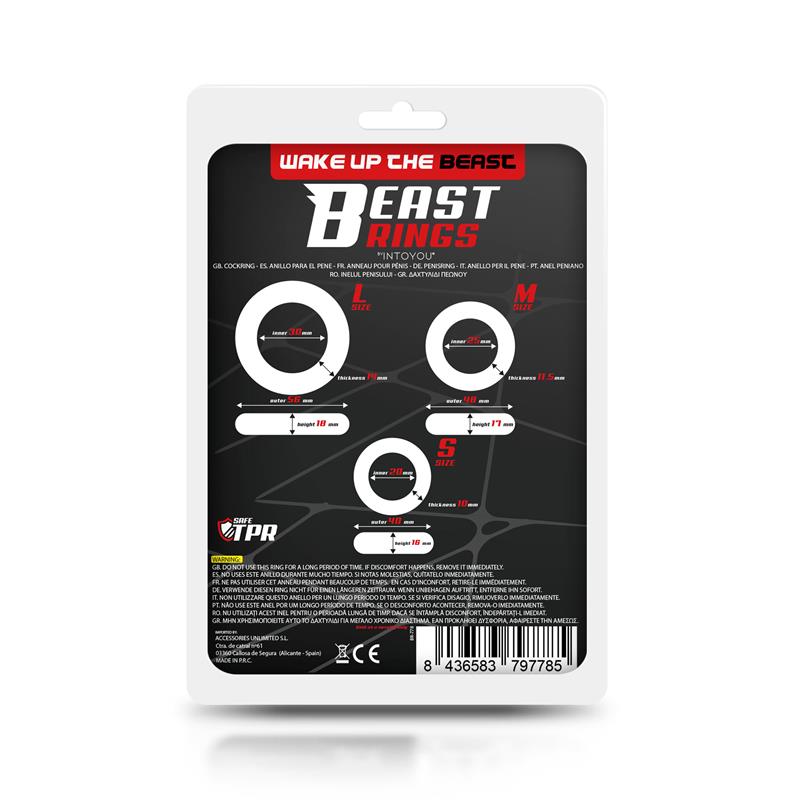 BEAST RINGS Set 3 Anillo para el Pene Flexible Transparentes