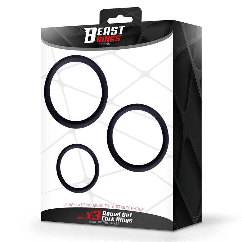 BEAST RINGS Set de 3 Anillos para el Pene Silicona S, M y L