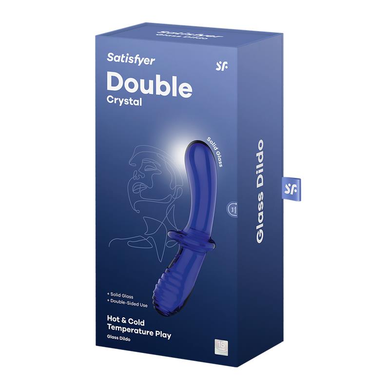 SATISFYER Estimulador de Cristal Double Crystal Hot and Cold Azul