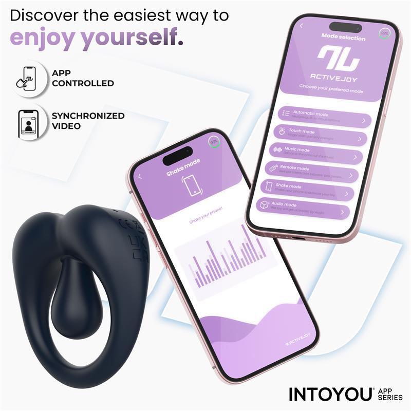 INTOYOU APP SERIES Kenny Anillo Vibrador con Estimulador de Clítoris y APP Azul Noche