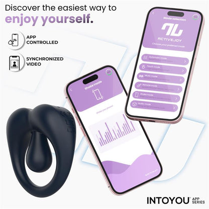 INTOYOU APP SERIES Kenny Anillo Vibrador con Estimulador de Clítoris y APP Azul Noche